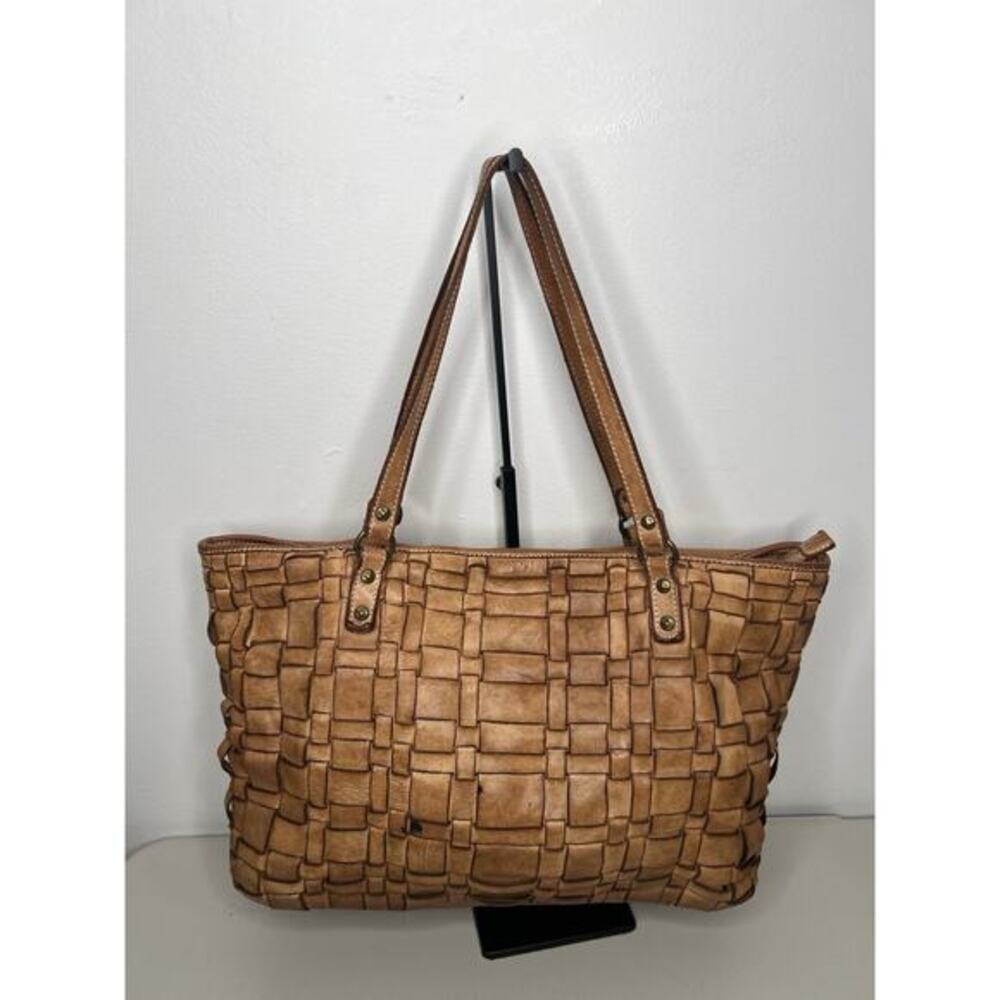 Costanza Rota Shoulder Tan Woven Leather Handbag